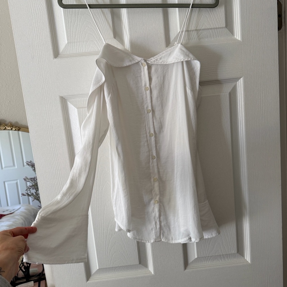 Free People White Button-Down Blouse